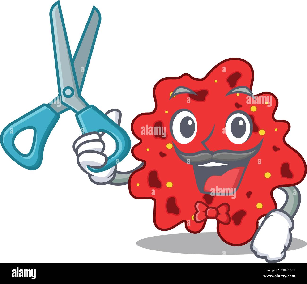 Sporty streptococcus pneumoniae cartoon character design with barber Stock Vector