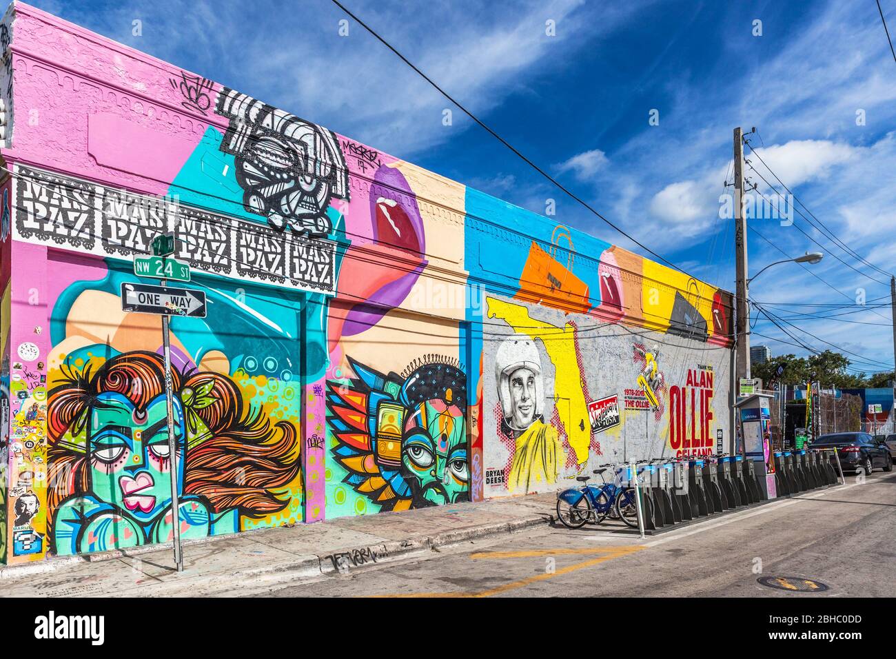 Decorative wall graffiti, Wynwood Art District, Miami, Florida, USA. Stock Photo