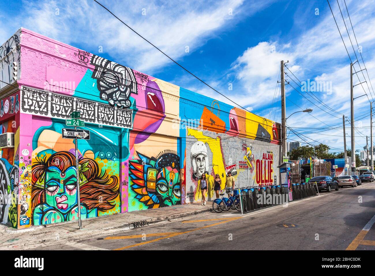 Decorative wall graffiti, Wynwood Art District, Miami, Florida, USA. Stock Photo