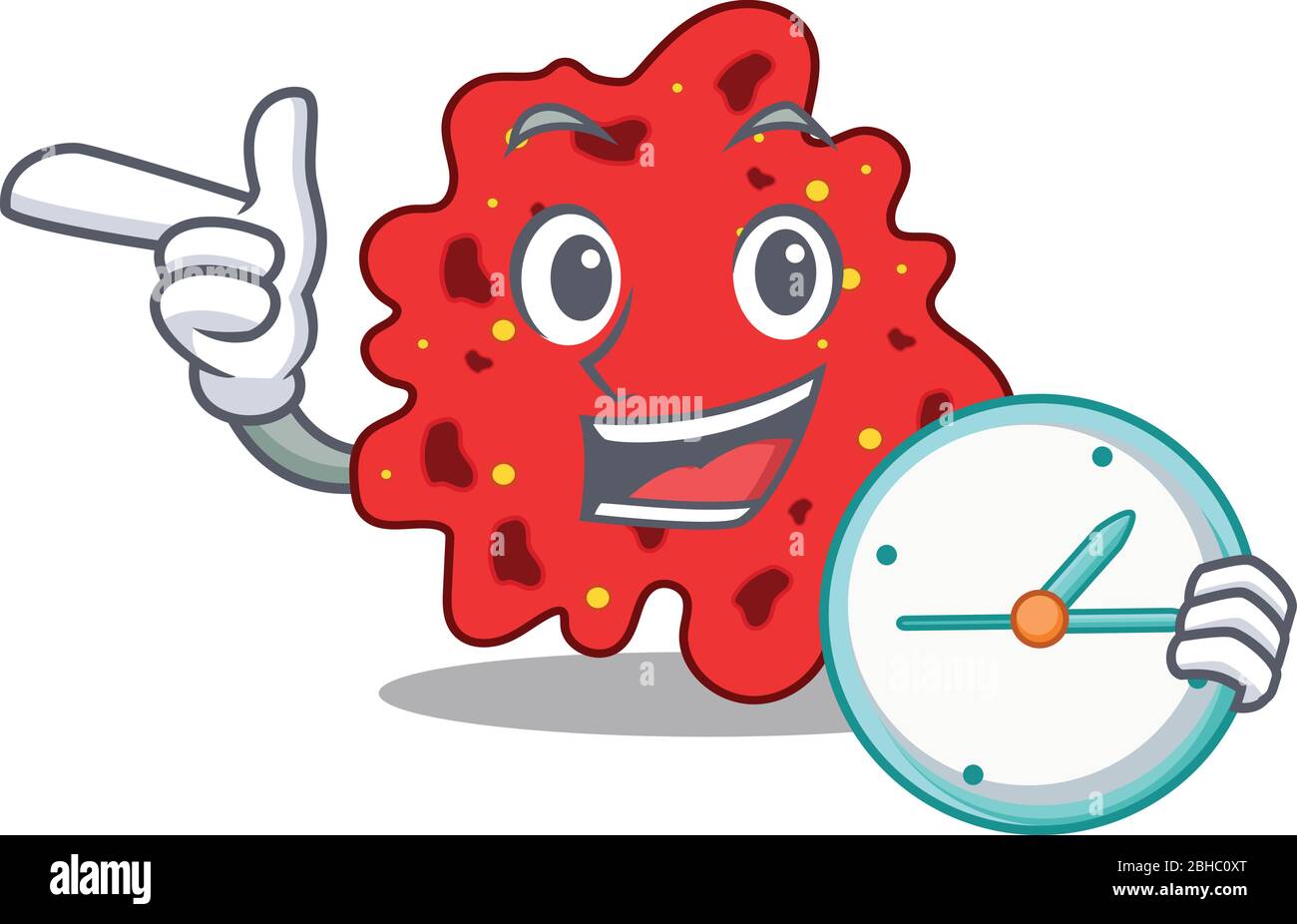 Streptococcus pneumoniae mascot design concept smiling with clock Stock Vector