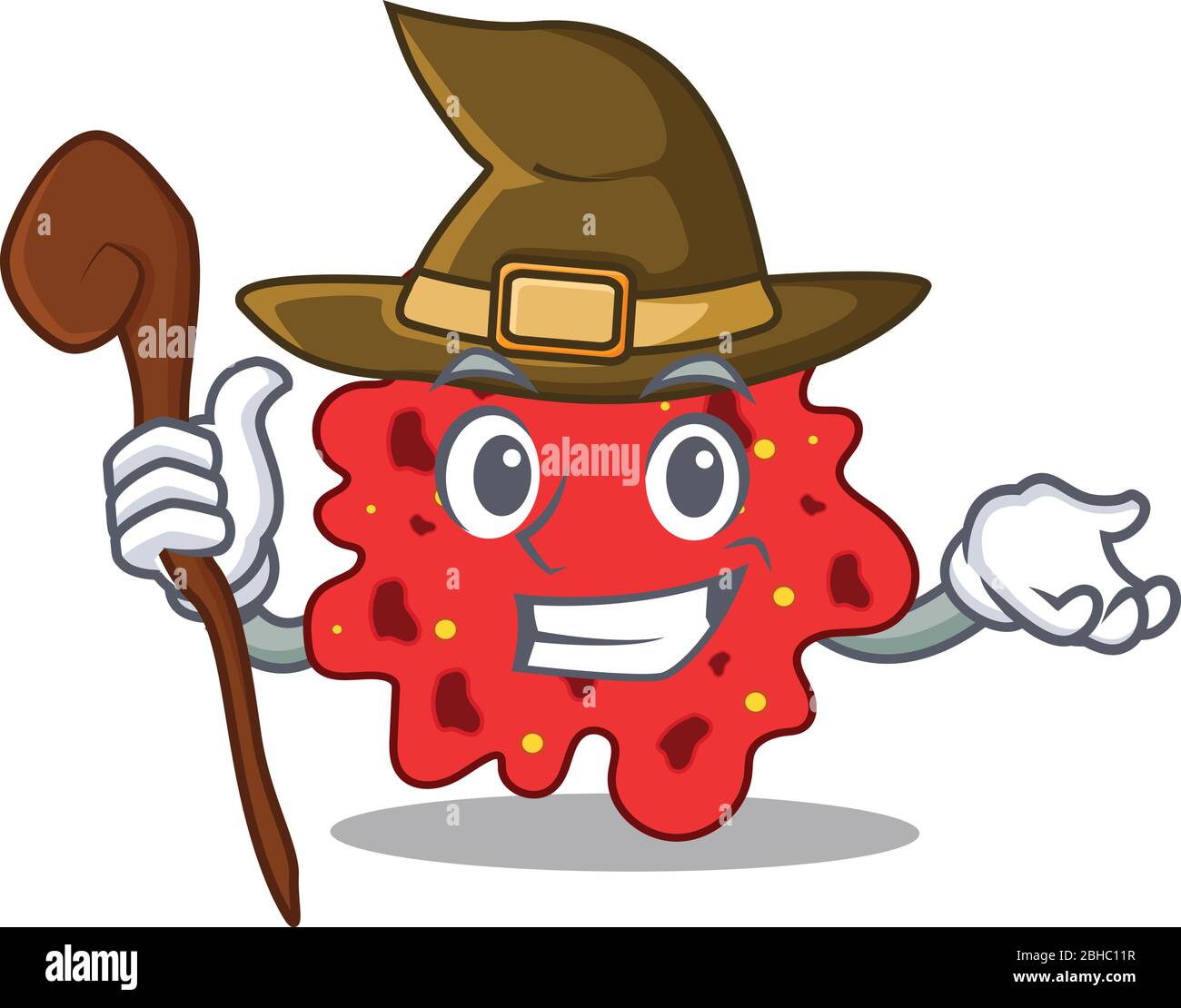 Streptococcus pneumoniae sneaky and tricky witch cartoon character Stock Vector