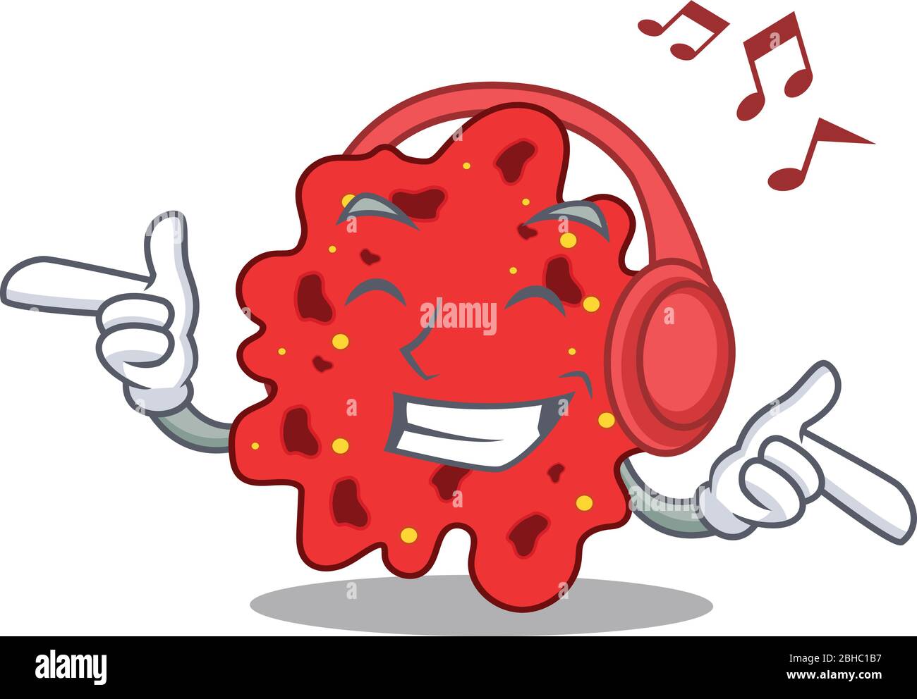 Streptococcus pneumoniae Cartoon design concept listening music Stock Vector