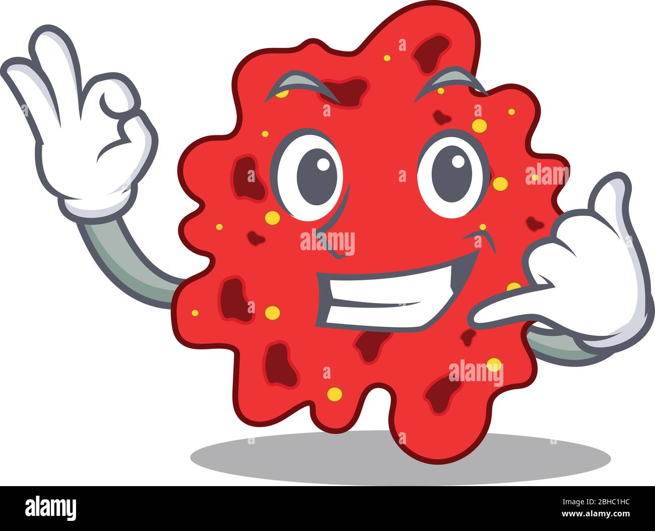 Cartoon design of streptococcus pneumoniae with call me funny gesture Stock Vector