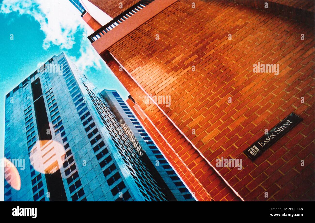 A cityscape rich in contrasting colours on a sunny day in the business and commerce disctrict of Sydney, NSW Australia. Stock Photo
