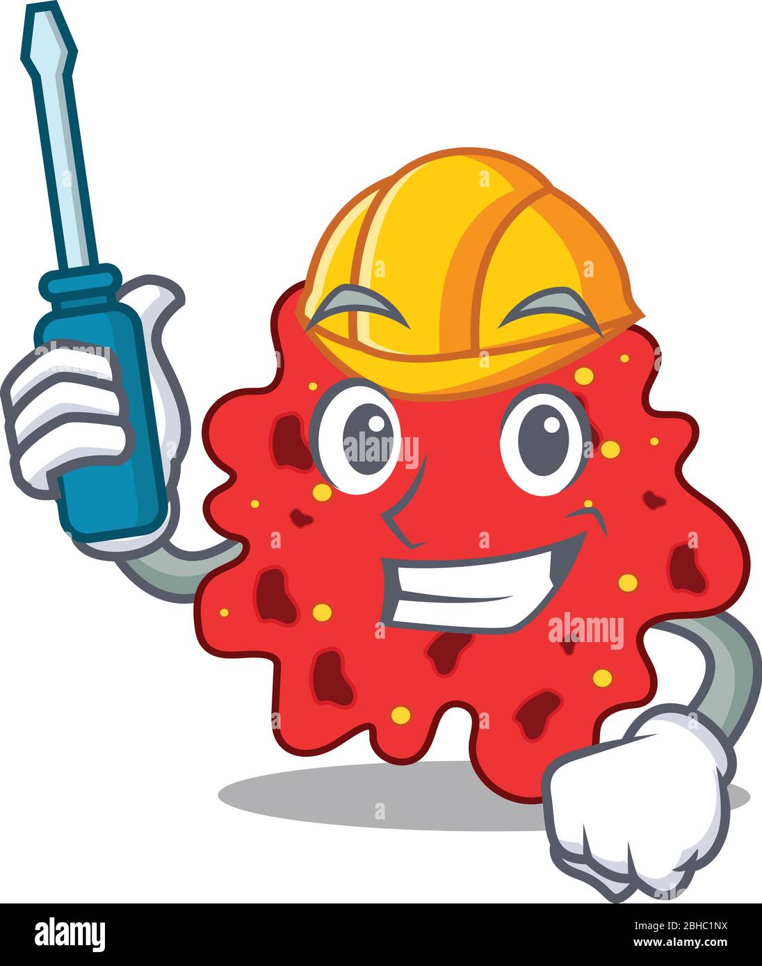 cartoon character of streptococcus pneumoniae worked as an automotive Stock Vector