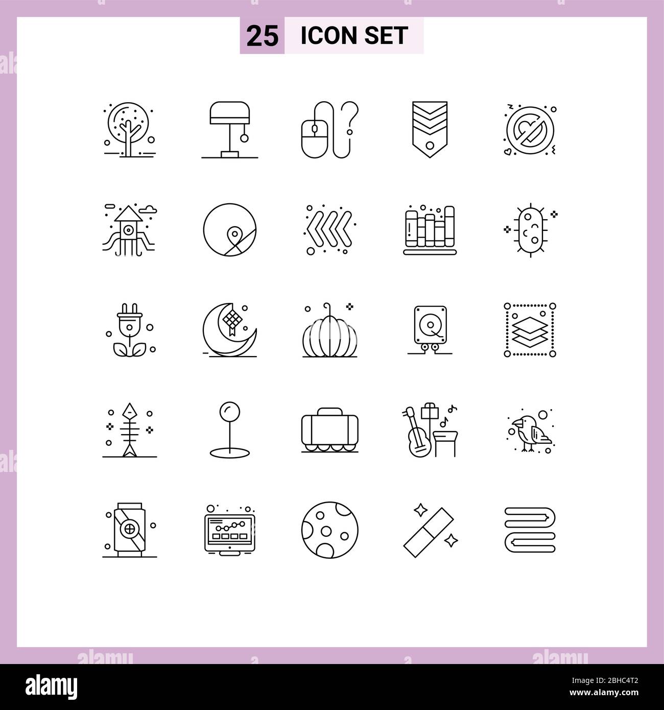 Stock Vector Icon Pack of 25 Line Signs and Symbols for adultery, stripes, contact, rank, badge Editable Vector Design Elements Stock Vector