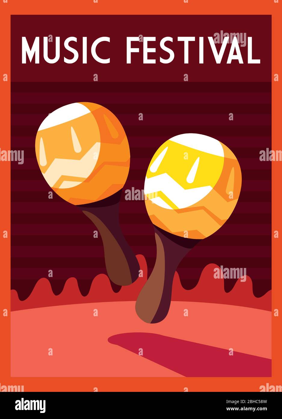 poster music festival with musical instrument vector illustration ...