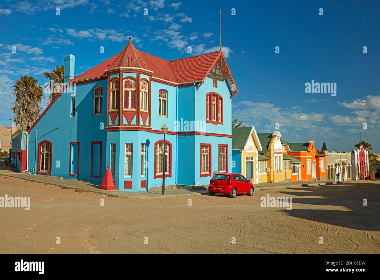 Colourful German colonial architecture, Luderitz, Namibia, Africa Stock Photo