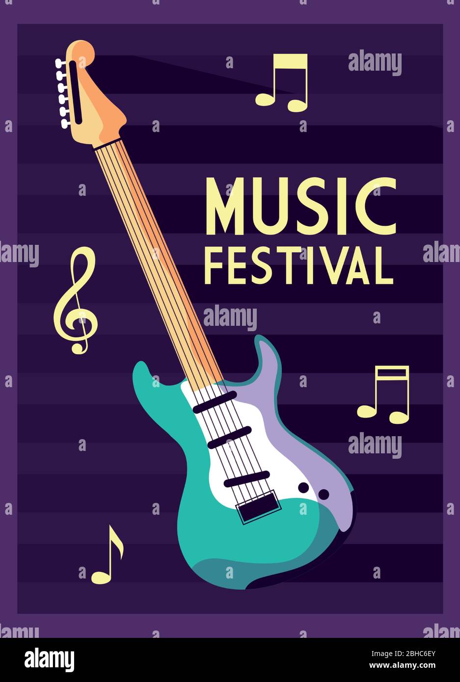 poster music festival with musical instrument vector illustration ...