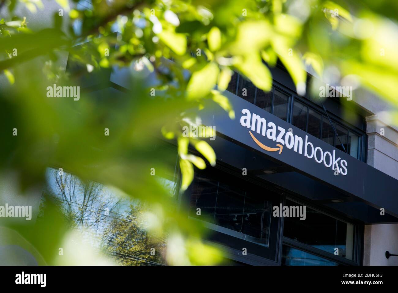 A logo sign outside of a Amazon Books retail store location in Bethesda ...