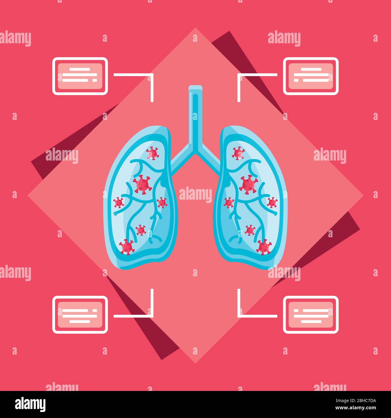 infographic with lungs affected by viruses vector illustration design ...
