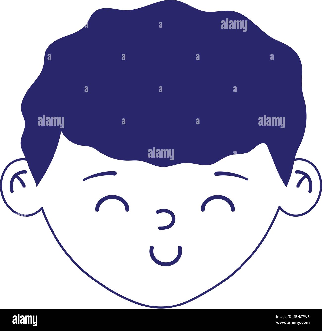 young man face character isolated icon on white background vector ...