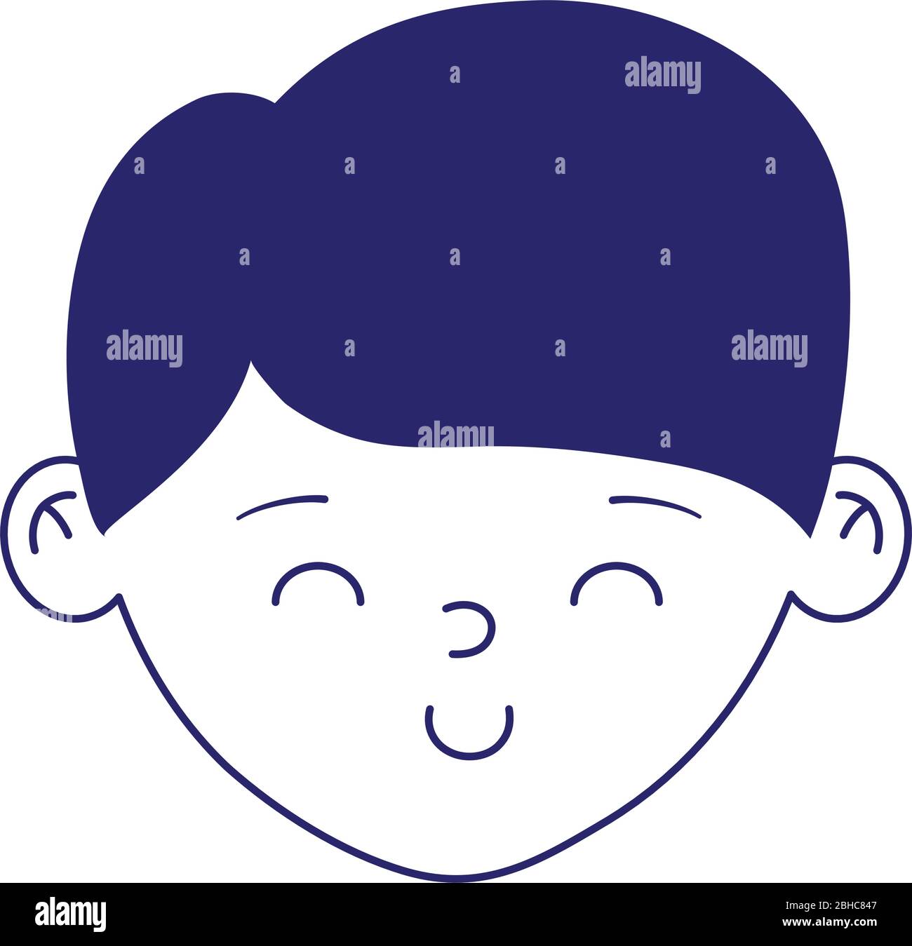 young man face character isolated icon on white background vector ...