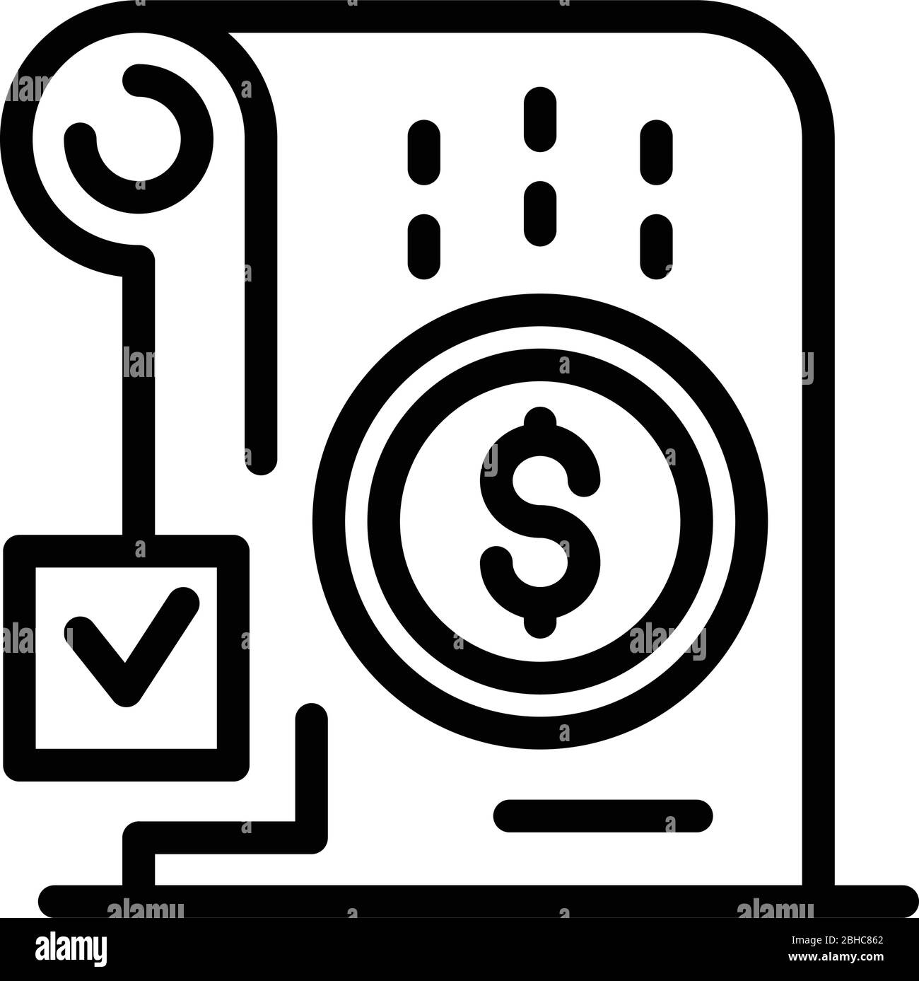 Dollar coin and tick mark icon, outline style Stock Vector Image & Art ...