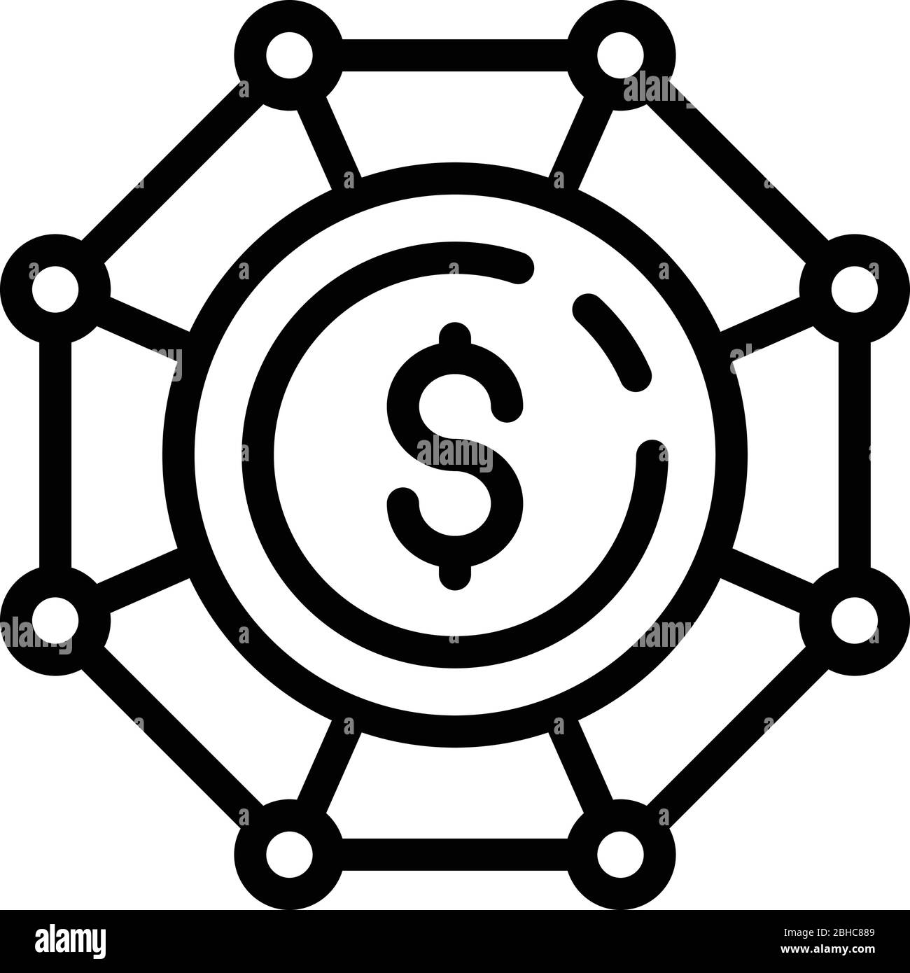 Target dollar in a circle icon, outline style Stock Vector