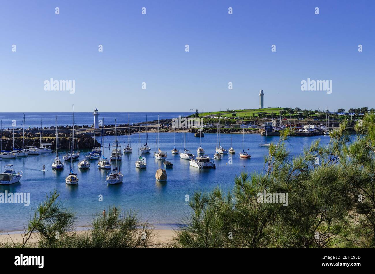 Wollongong Harbour and lighthouses Stock Photo