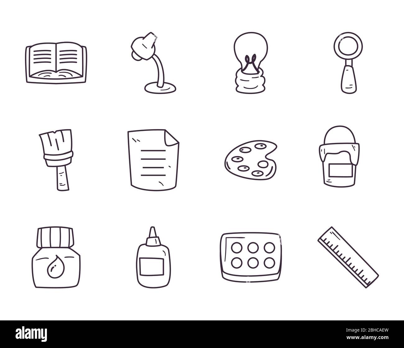 line style icon set, Creativity design art tool instrument school ...