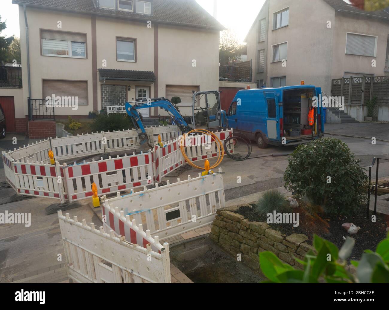 Civil engineering works for the installation of gas, water and power