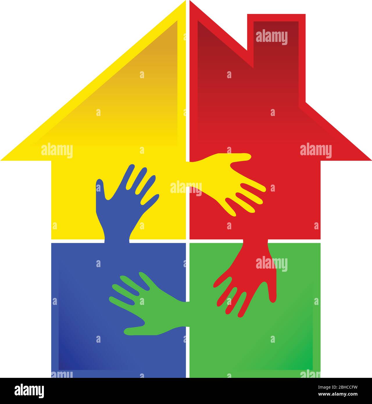 puzzle hand home Stock Vector
