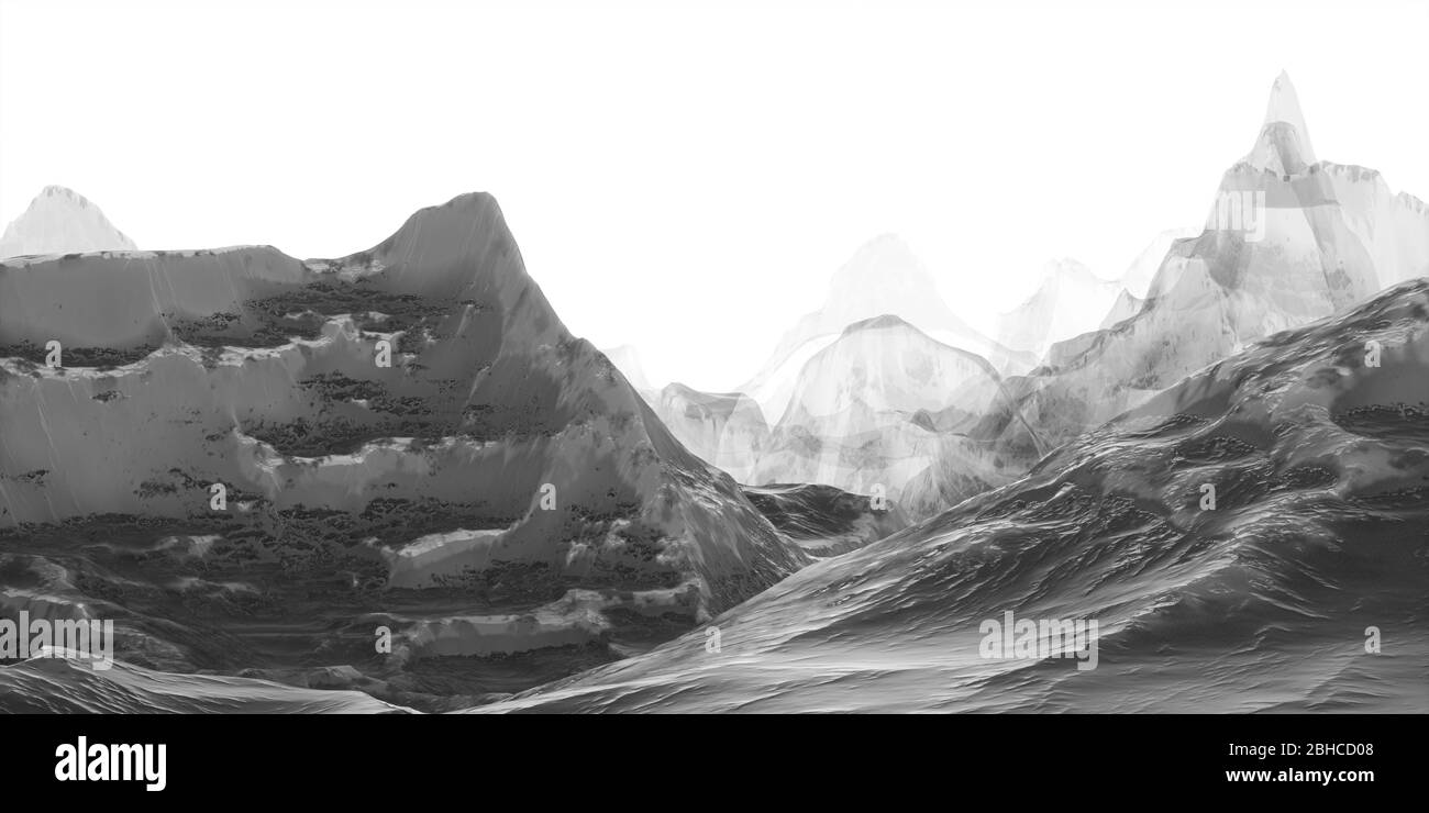 China ink painting style of mountains, 3d rendering. Computer digital  drawing Stock Photo - Alamy