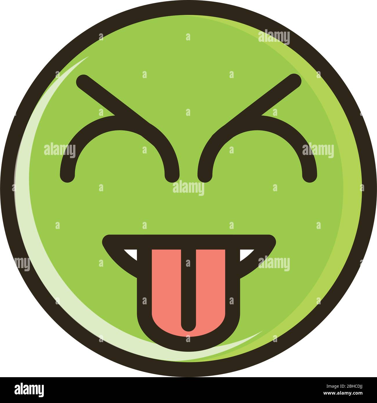 tongue out funny smiley emoticon face expression vector illustration line and fill icon Stock Vector