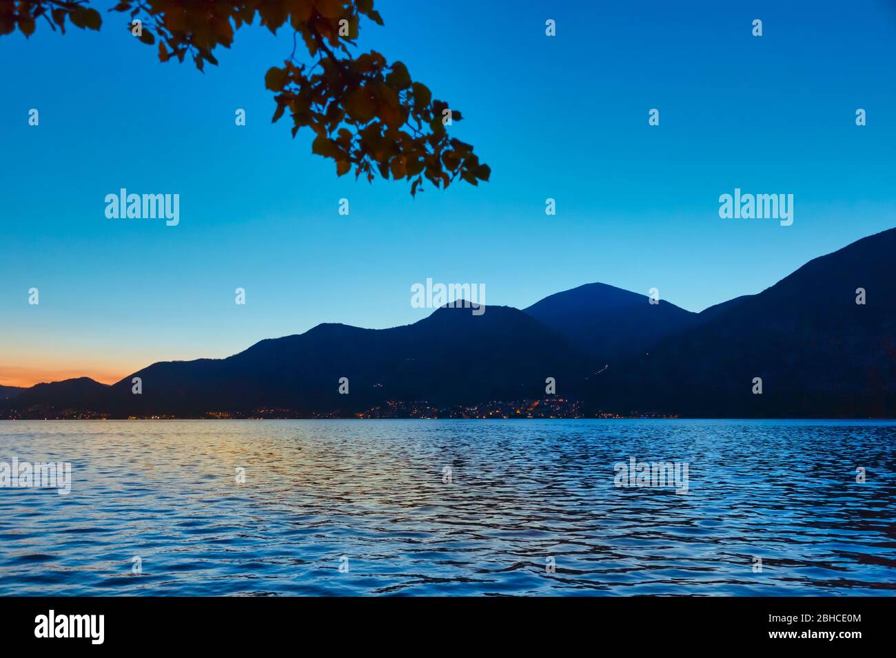 Lake Iseo or Lago d'Iseo, Brescia Province, Lombardy, Italy. Stock Photo