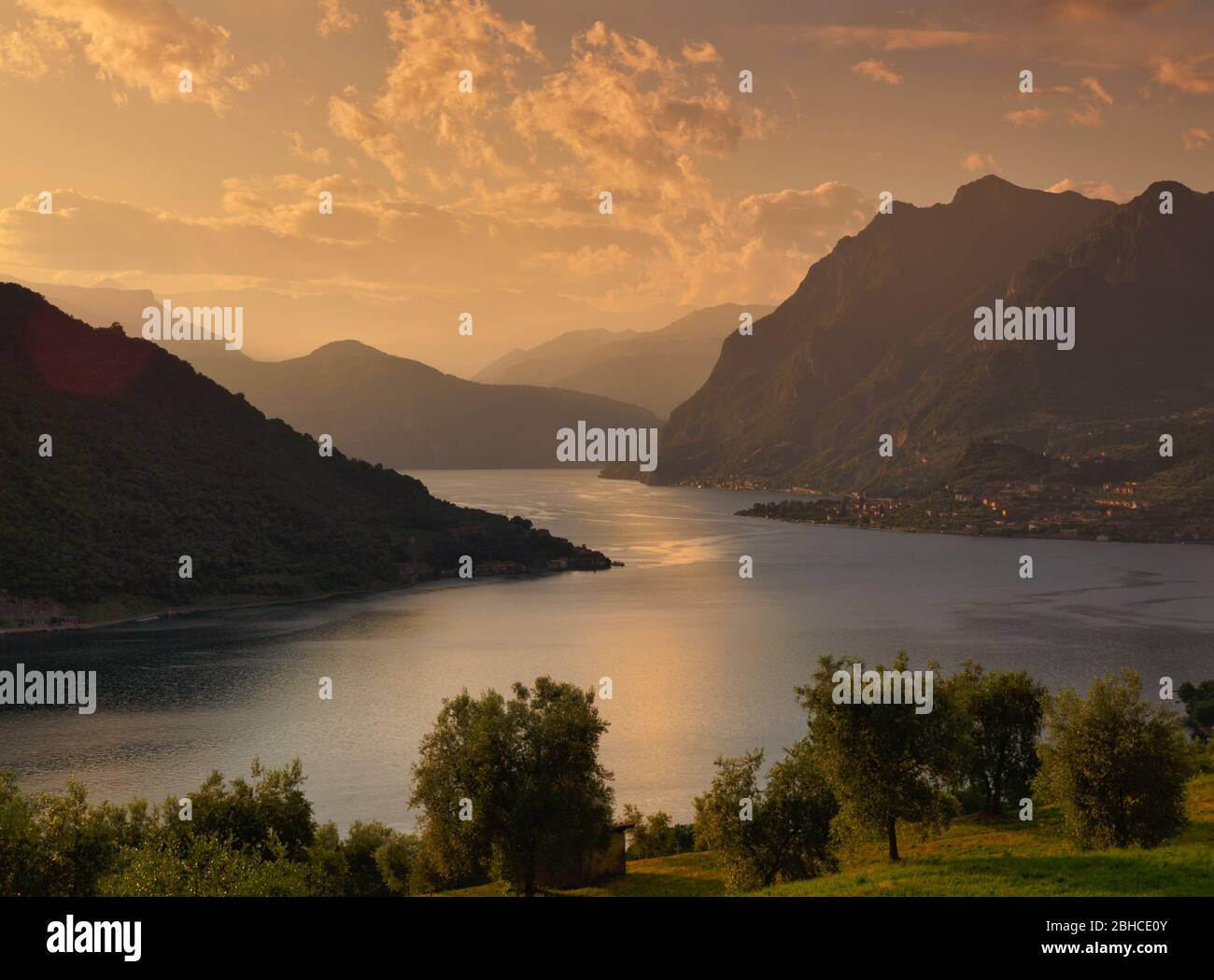Lake Iseo or Lago d'Iseo, Lombardy, Italy. Stock Photo