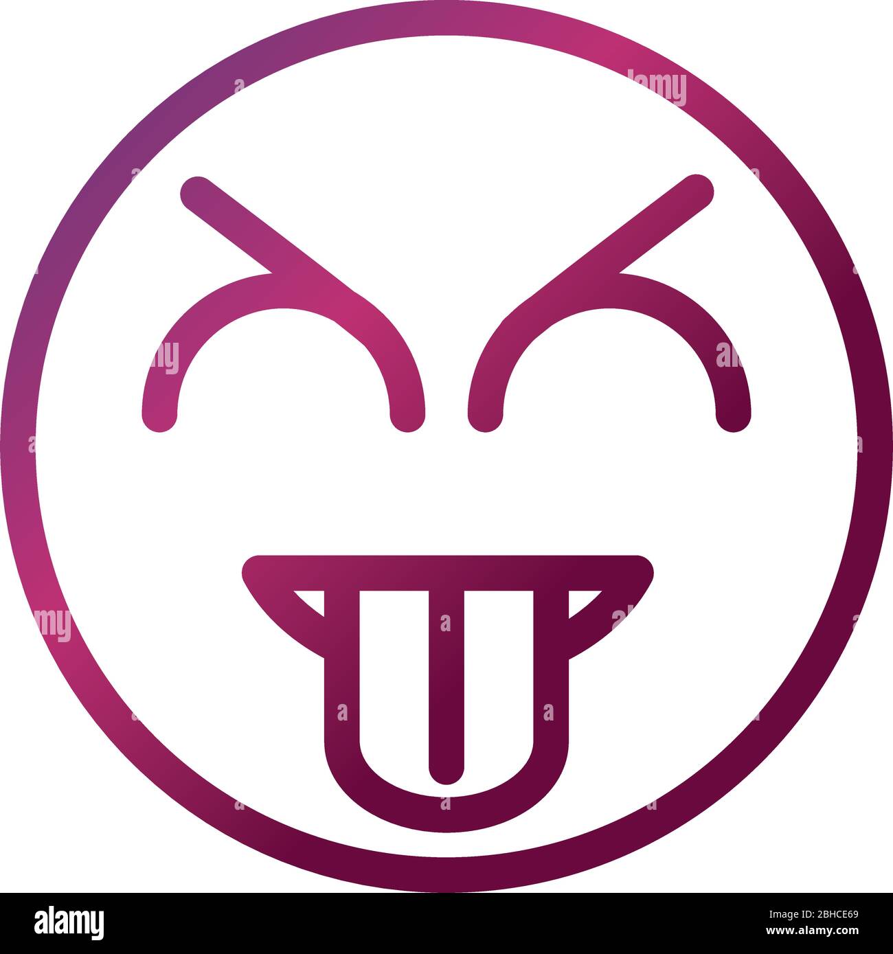 tongue out funny smiley emoticon face expression vector illustration gradient style icon Stock Vector