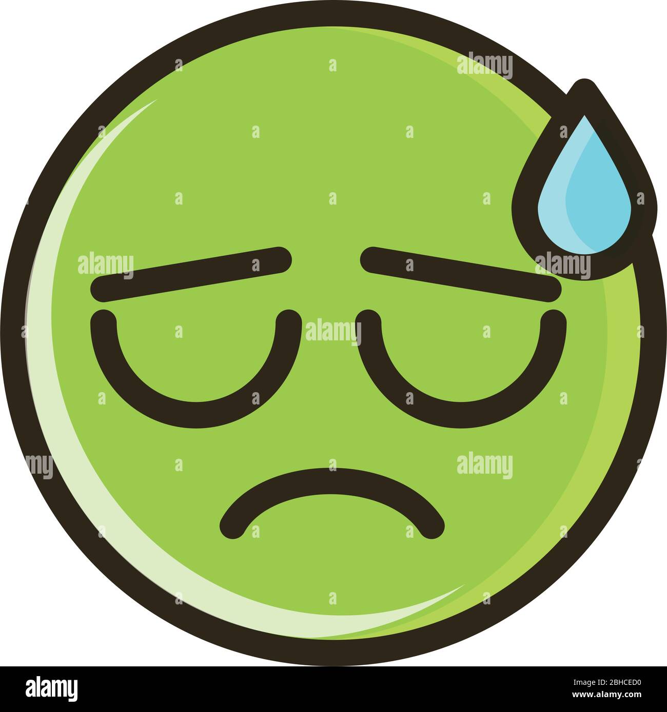 sweat funny smiley emoticon face expression vector illustration line