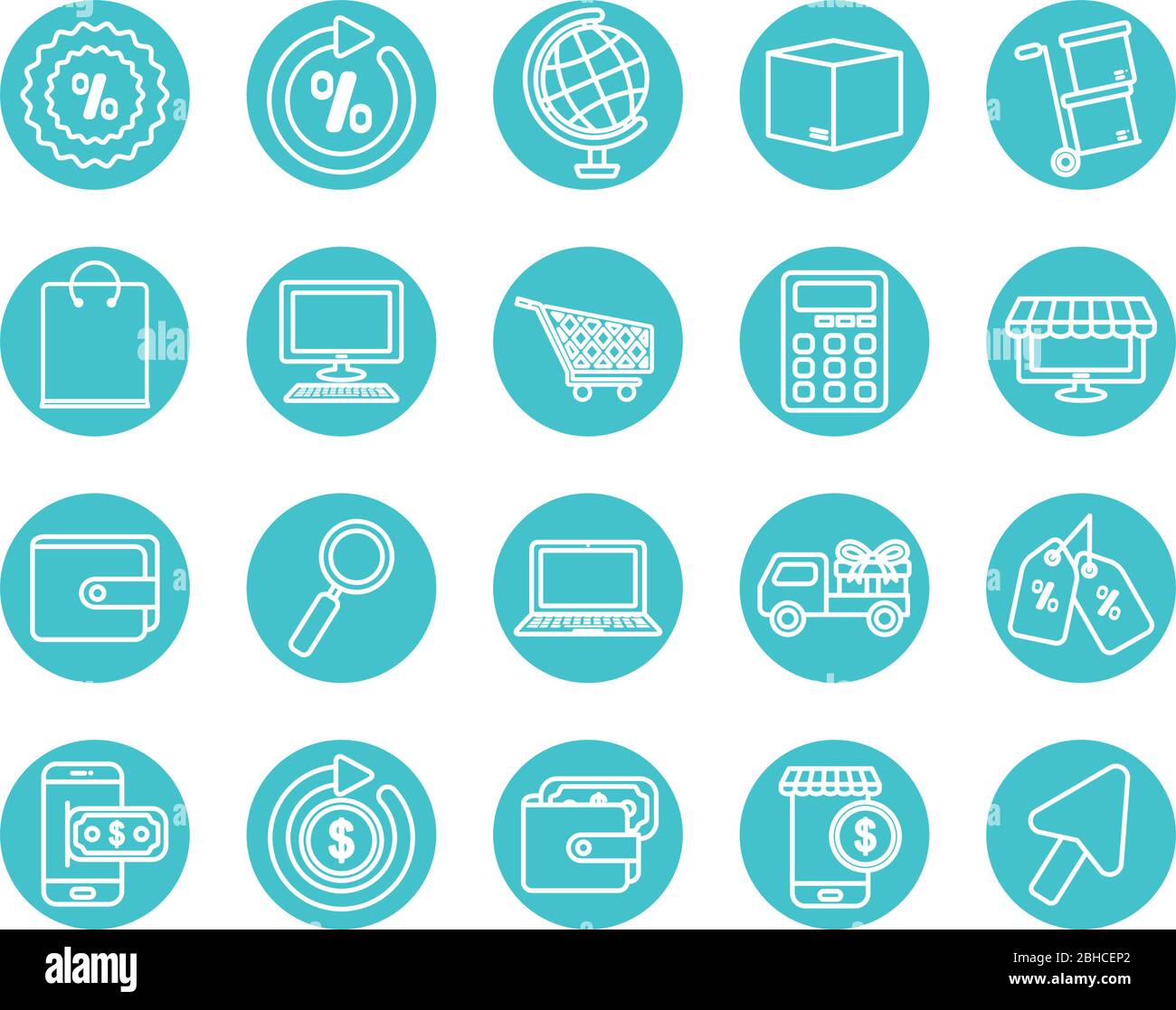 wallet and ecommerce icon set over white background, block line style ...