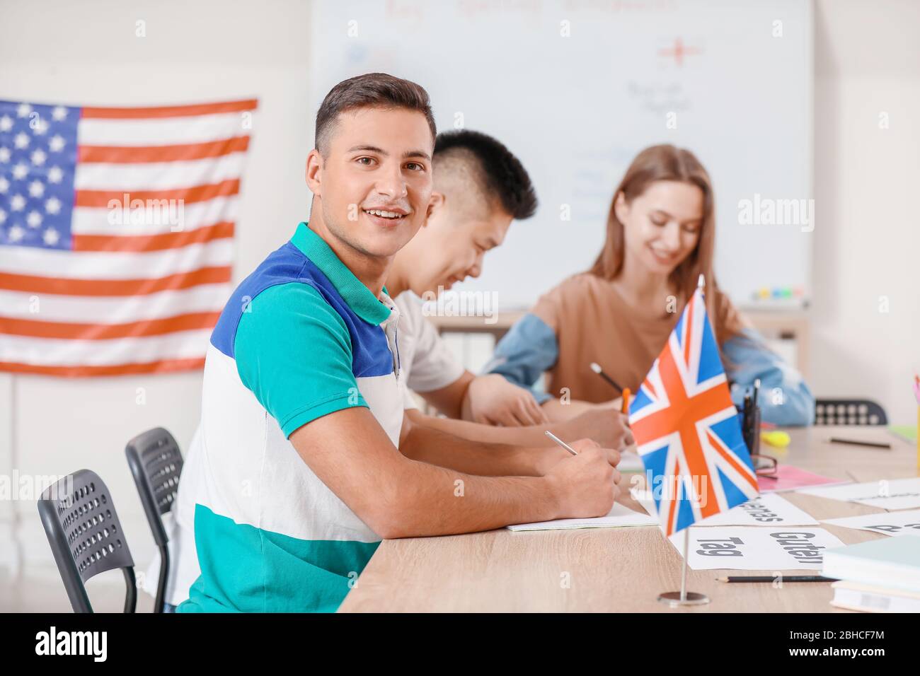People taking classes at language school Stock Photo