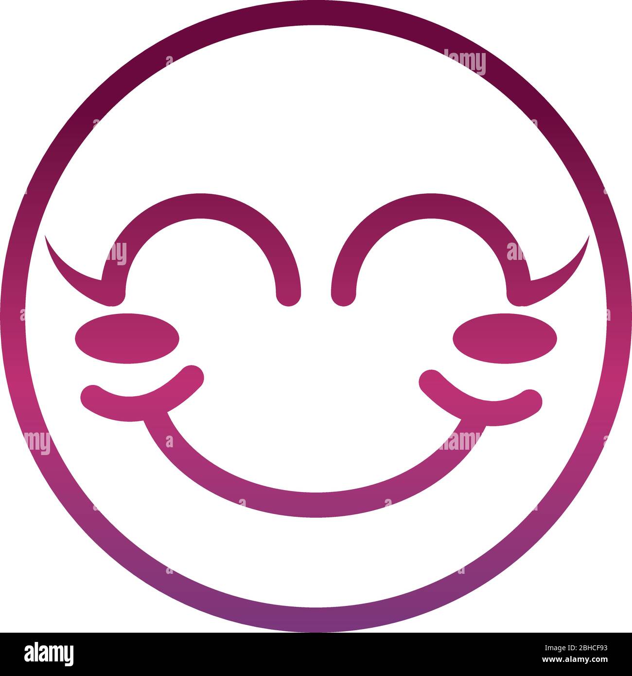 blush funny smiley emoticon face expression vector illustration gradient style icon Stock Vector