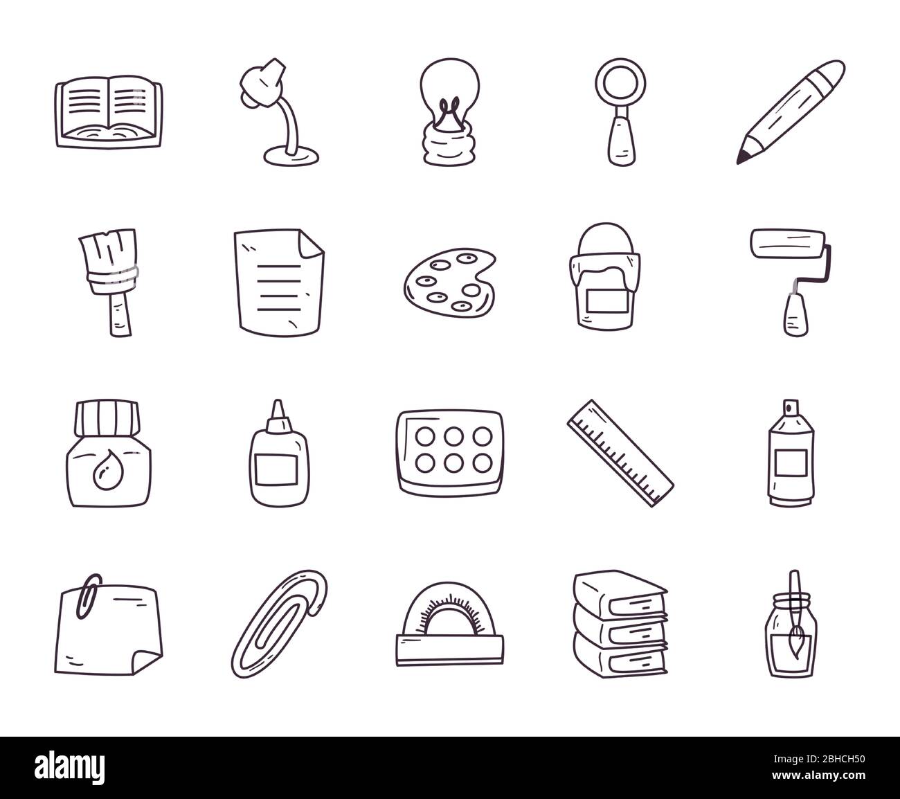 line style icon set, Creativity design art tool instrument school ...