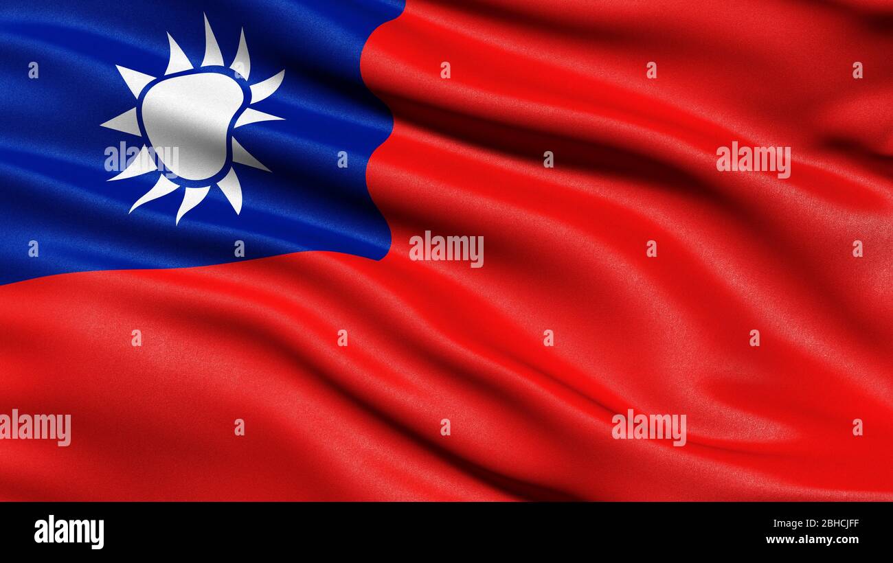 3D illustration of the flag of Taiwan waving in the wind Stock Photo ...