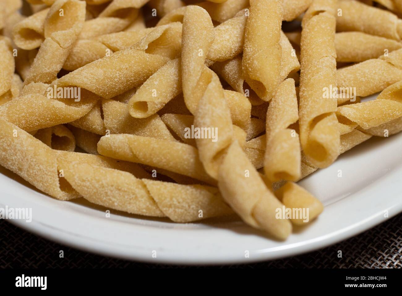 Homemade Fusilli al ferro with 00 flour Stock Photo Alamy