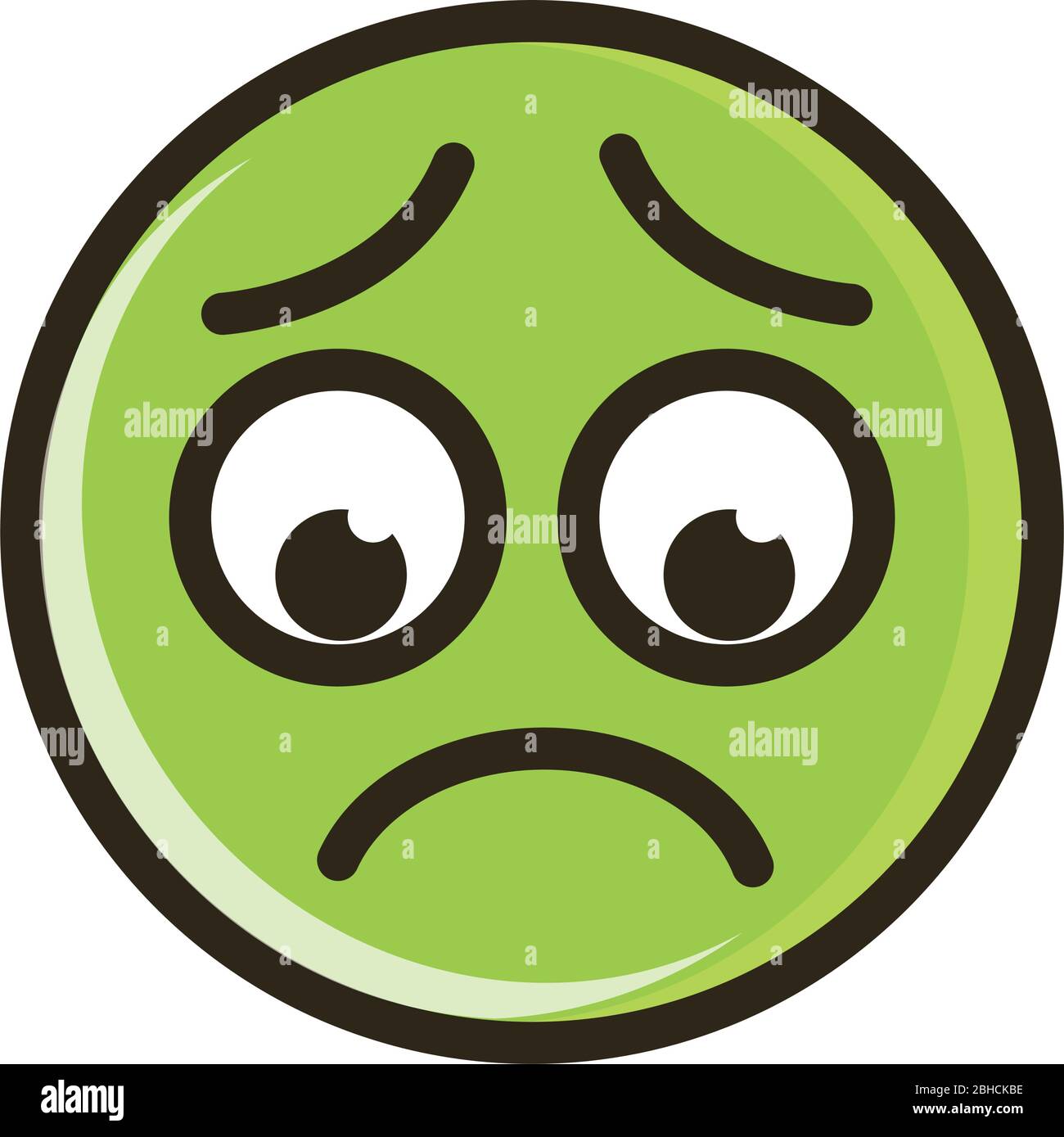 worried funny smiley emoticon face expression vector illustration line and fill icon Stock Vector