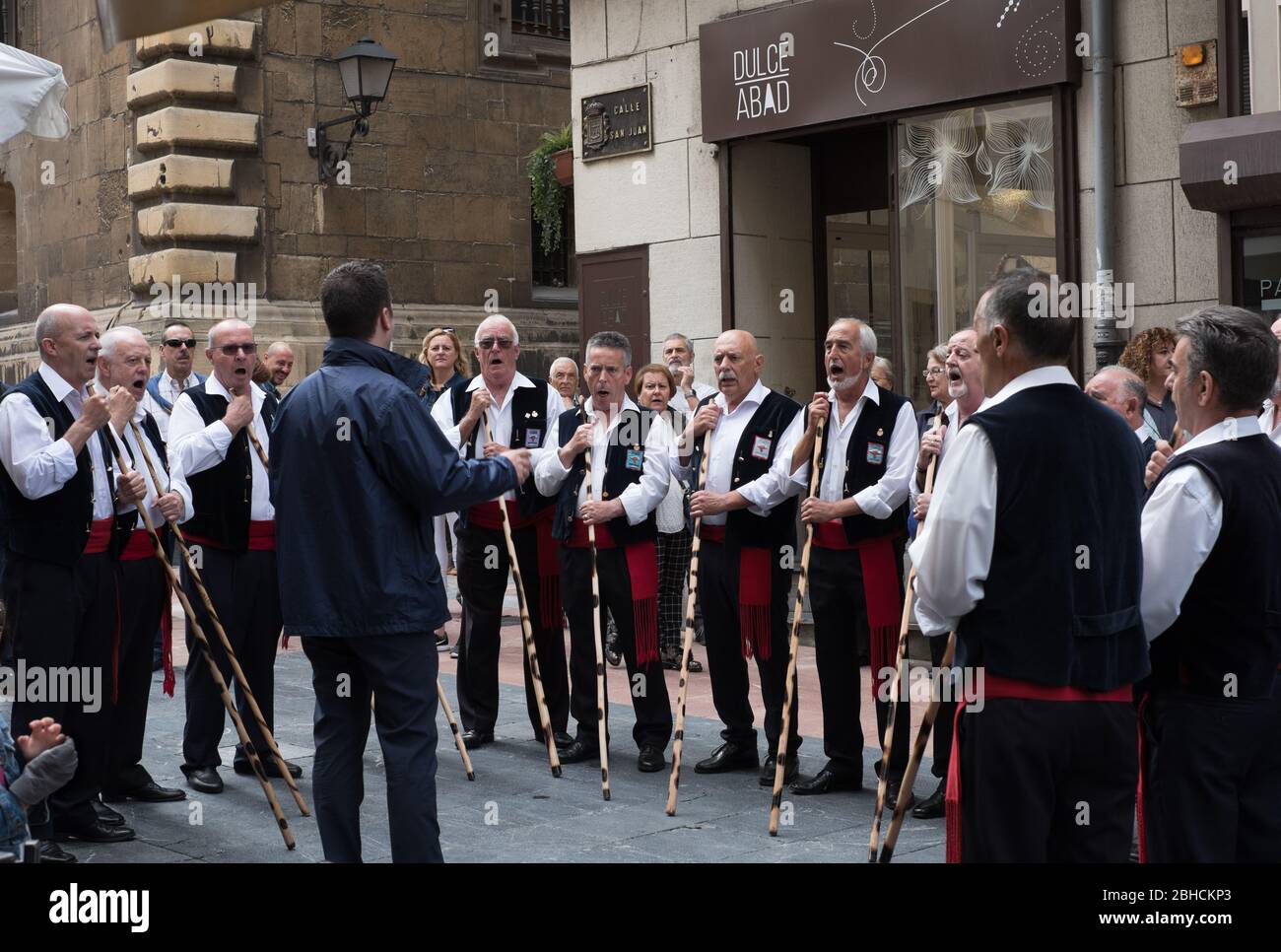 Male voice choir in traditional dress in Oviedo, Asturias, northern Spain Stock Photo