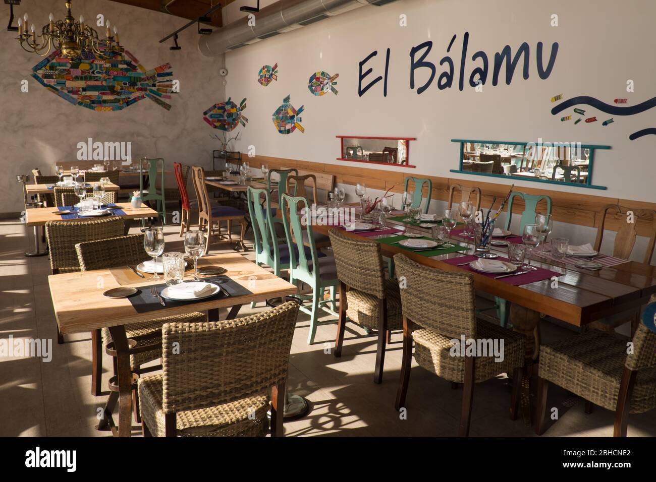 El Bálamu fish restaurant in Llanes, Asturias, northern Spain Stock Photo