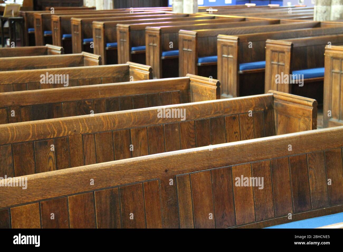 Rows of Traditional Wooden Pew Seats in a Church Stock Photo Alamy