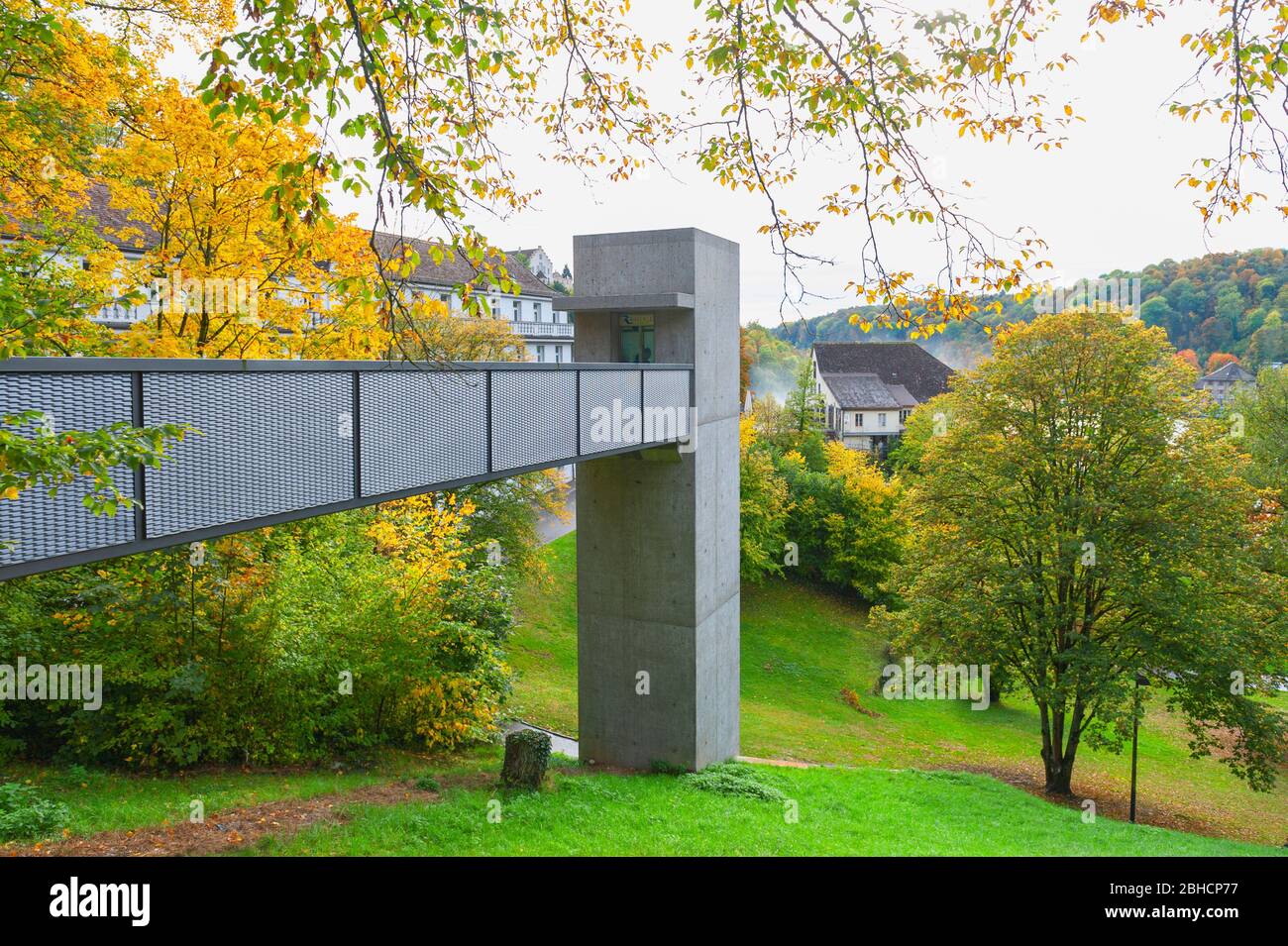 The bridge connecting Neuhausen Rheinfall station to an outdoor elevator at  the Rhine Falls in Switzerland Stock Photo - Alamy