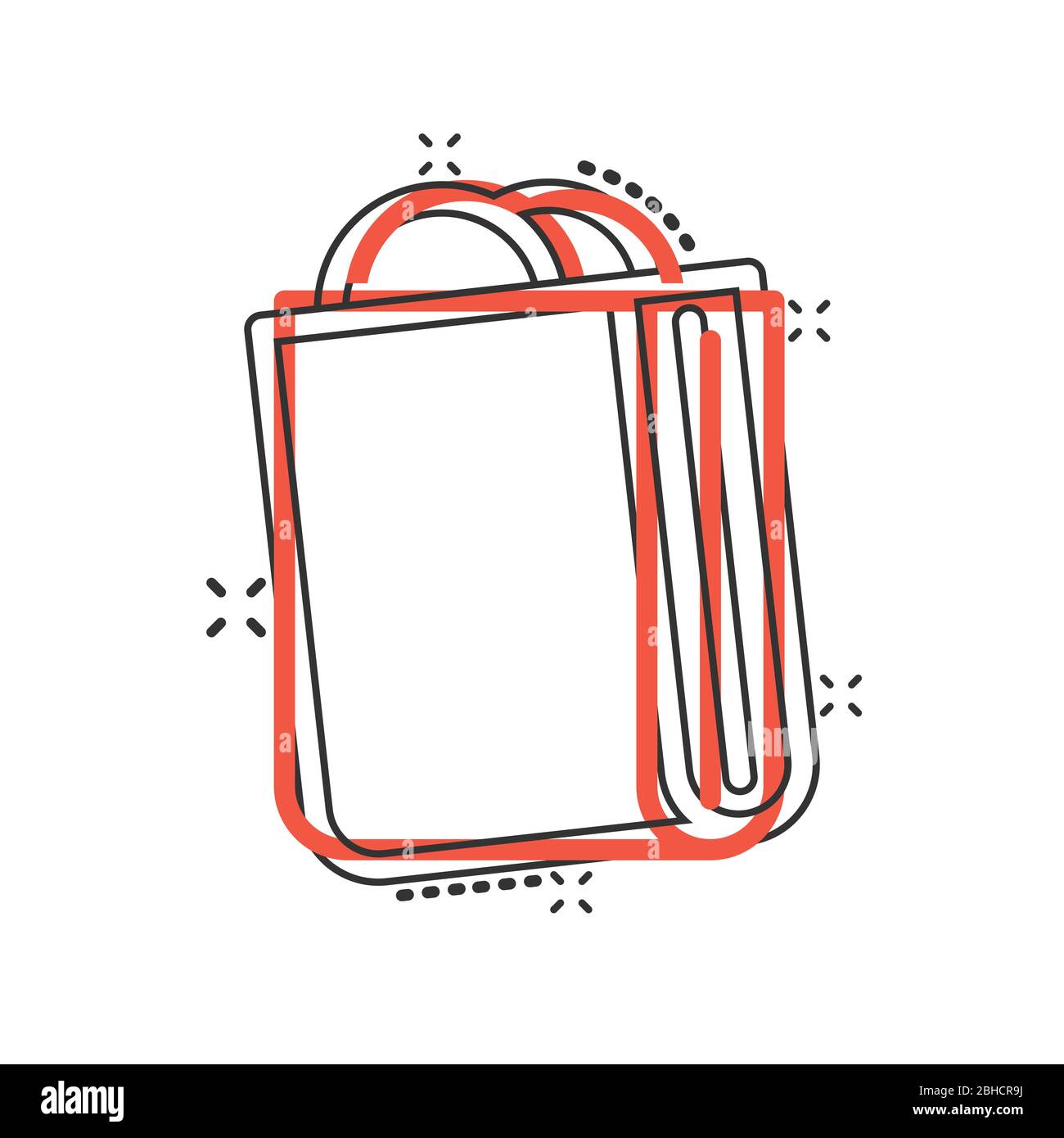 Shopping bag icon in comic style. Handbag cartoon sign vector ...