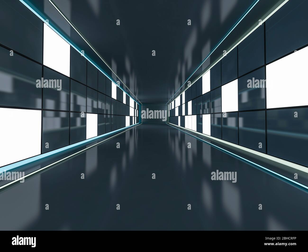 Abstract modern architecture background, empty open space interior. 3D ...