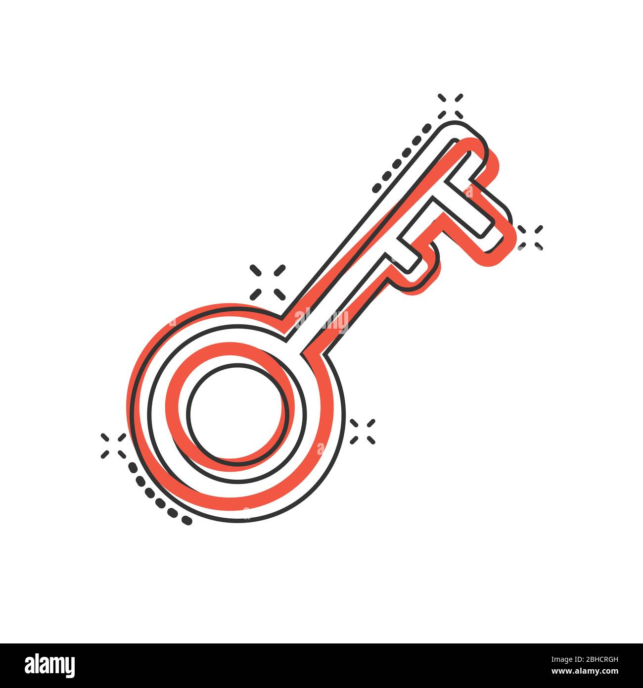 Key icon in comic style. Password cartoon vector illustration on white ...