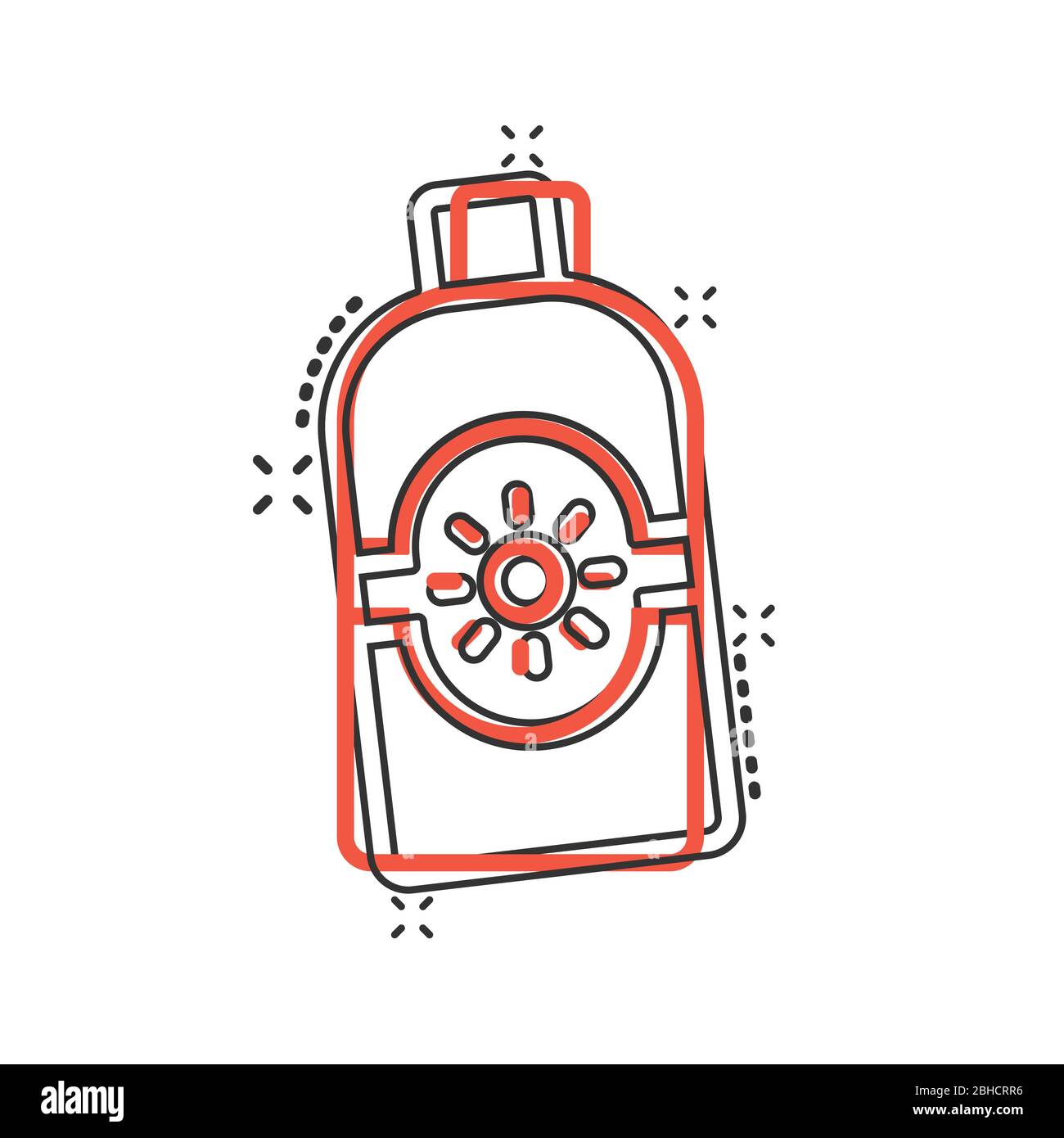 Sun protection icon in comic style. Sunblock cream cartoon vector ...