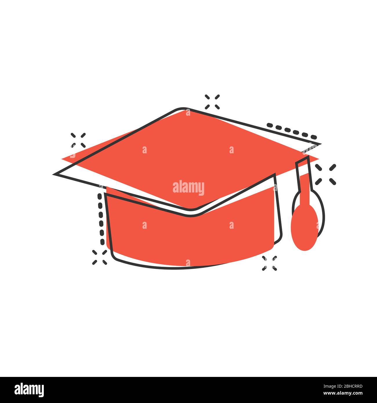 Graduation hat icon in comic style. Student cap cartoon vector ...