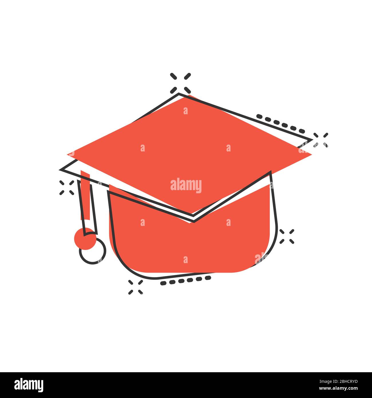 Graduation hat icon in comic style. Student cap cartoon vector ...
