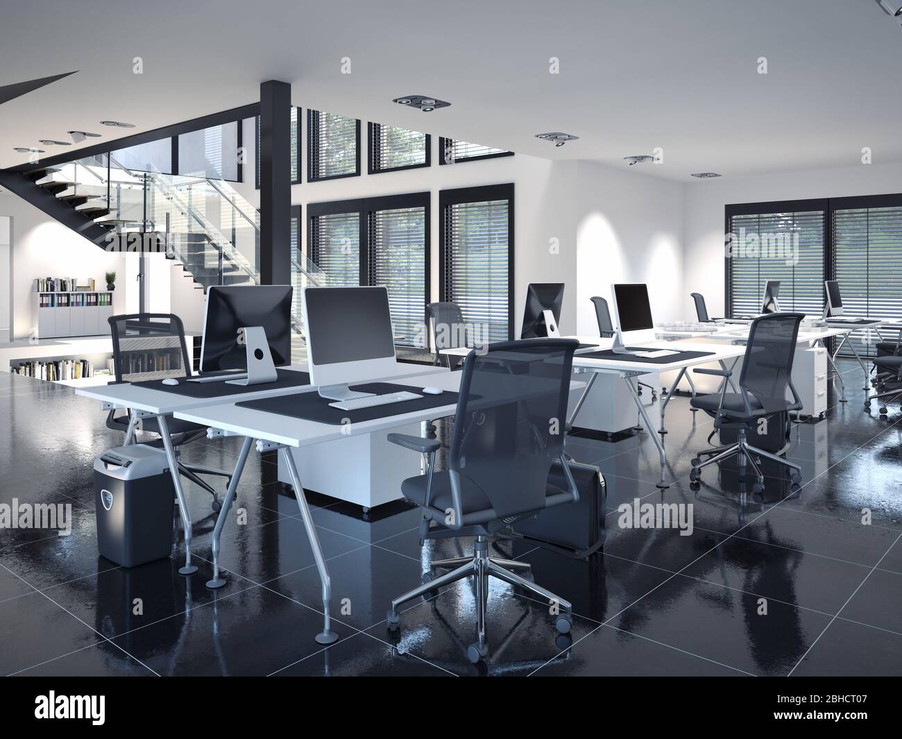 contemporary loft office interior. 3d rendering design concept Stock ...