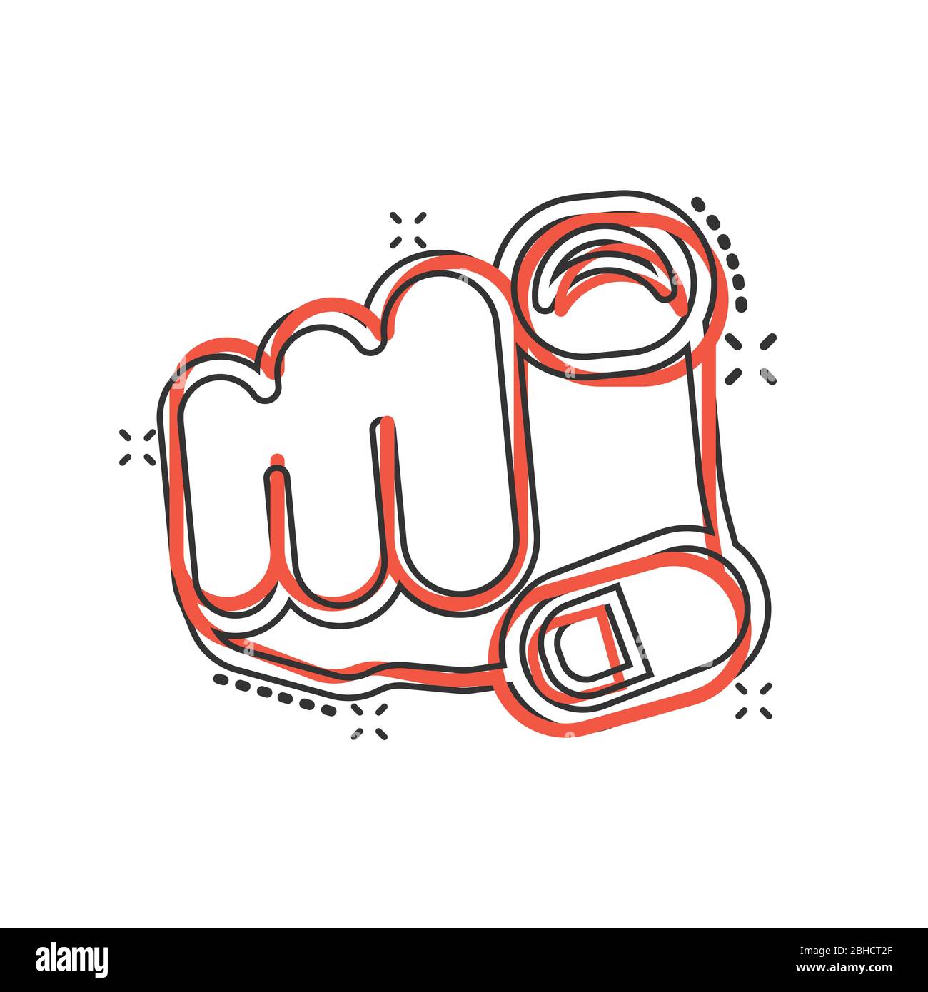 Finger point icon in comic style. Hand gesture cartoon vector ...
