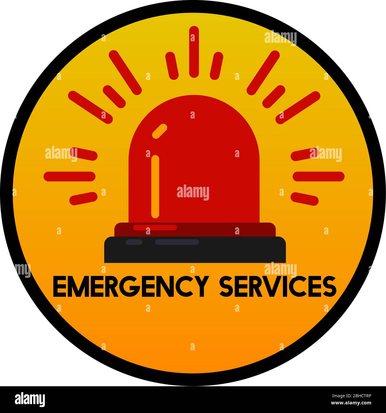 24 Hours Emergency Service Red Vector Icon Button. Police flasher icon design. Emergency services symbol. Abstract modern vector logo illustration isolated on white background. Eps 10. Stock Vector