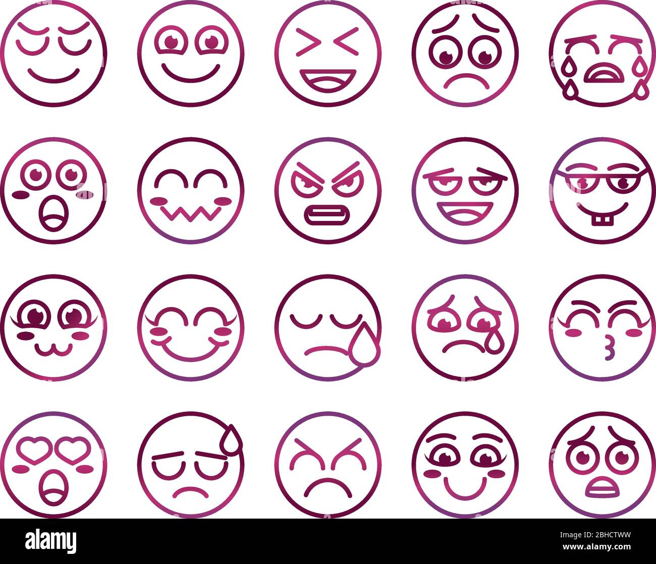 emoticon funny smiley faces expression icons set vector illustration Stock Vector